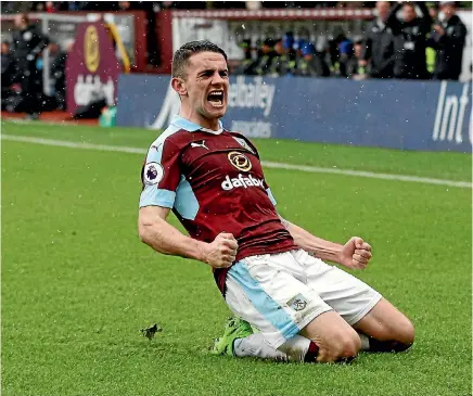  ?? REUTERS ?? Robbie Brady celebrates after scoring for Burnley in their 1-1 draw with league leaders Chelsea yesterday.