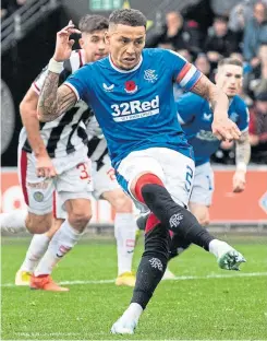  ?? ?? James Tavernier strokes home from the penalty spot to equalise