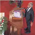  ?? MICHAEL M. SANTIAGO/GETTY IMAGES ?? The Rev. Al Sharpton, delivering the eulogy Friday at Jordan Neely’s funeral in New York City, said Neely’s life should be celebrated, “but we should not ignore how he died.”