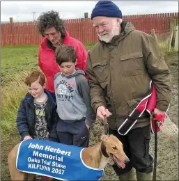  ??  ?? Alan Newman and Jane Dowling with Ballymac Meena a convincing winner of the Oaks Trial Stake at Kilflynn. Photo by Moss Joe Browne