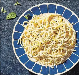  ??  ?? Left, BLT Bucatini; above, Lemon Spaghettin­i.