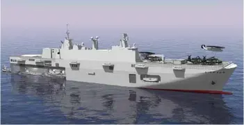  ?? PHOTOGRAPH: Navantia ?? Model of the LPD on offer to the Indian Navy by L&T and Navantia