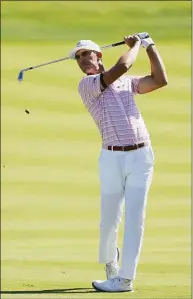  ?? Andy Lyons / Getty Images ?? Billy Horschel plays a shot on the 17th hole during the third round of the Memorial Tournament at Muirfield Village Golf Club on Saturday in Dublin, Ohio.