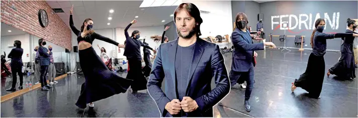  ?? — AFP photos ?? Joaquin Cortes (le and also inset) looks and dances with his dancers during the rehearsal of his show ‘Esencia’.