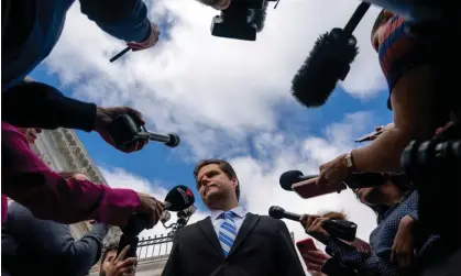  ?? ?? Matt Gaetz speaks with members of the media on the House steps on Saturday. Photograph: Nathan Howard/Getty Images