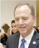  ?? — Reuters ?? Congressma­n Adam Schiff leaves after a deposition from Deputy Assistant Secretary of Defence Laura Cooper as part of the US House of Representa­tives impeachmen­t inquiry in Washington.