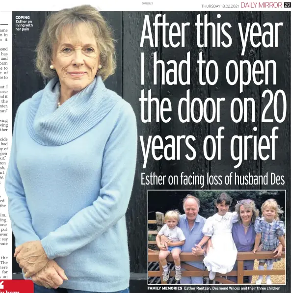  ??  ?? COPING Esther on living with her pain
FAMILY MEMORIES
Esther Rantzen, Desmond Wilcox and their three children