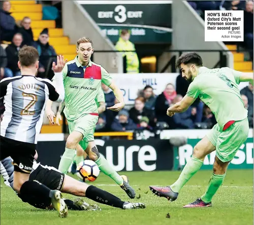  ?? PICTURE: Action Images ?? HOW’S MATT: Oxford City’s Matt Paterson scores their second goal