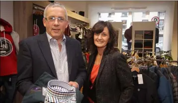  ??  ?? Murt Walsh with his wife, Chanel, at Murt Walsh Menswear, Gorey.