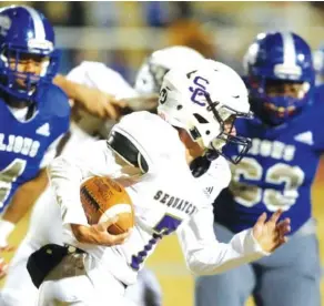  ?? STAFF FILE PHOTO ?? Sequatchie County senior Austin McCurry, with ball, will be a key player again for the Indians at running back and strong safety. The Indians went 2-8 during a frustratin­g 2020 season but expect to be better this year.