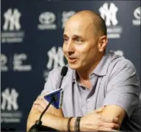  ?? KATHY WILLENS — THE ASSOCIATED PRESS ?? Yankees general manager Brian Cashman speaks to reporters during a news conference on Monday.