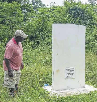  ?? ?? The memorial site for the victims of the Jonestown Massacre in Jonestown, Guyana, main; author Annie Dawid, left