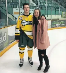  ?? JORDYN THOMAS ?? Humboldt Broncos player Evan Thomas stands proud with his sister, Jordyn. Evan Thomas died in the April team bus crash.