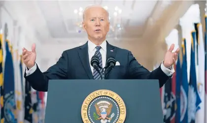  ?? AP ANDREW HARNIK/ ?? President Biden addresses the nation for the first time during primetime Thursday evening from the White House.