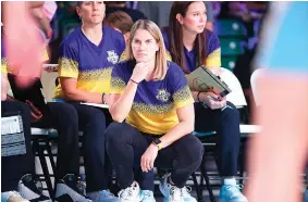  ?? (Tim Aylen/bahamas Visual Services via AP) ?? In this photo provided by Bahamas Visual Services, Marquette head coach Megan Duffy looks on during an NCAA college basketball game against Texas in the Battle 4 Atlantis, Saturday, Nov. 19, 2022, at Atlantis in Paradise Island, Bahamas.