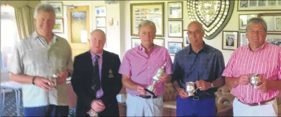  ??  ?? Victory over Littleston­e at Sundridge Park saw the Kent veterans title head to West Malling Golf Club’s trophy cabinet