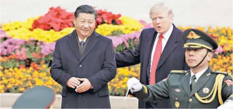  ?? FOTO: BLOOMBERG ?? El presidente chino recibió en noviembre pasado en Beijing a su homólogo estadounie­nse Donald Trump.