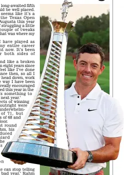  ?? GETTY IMAGES ?? Prize guy: Rory McIlroy with the Harry Vardon trophy