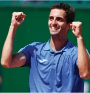  ?? — AFP ?? Albert Ramos-Vinolas celebrates his three-set victory over Andy Murray in Monaco on Thursday.