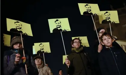  ??  ?? A January 2020 demonstrat­ion in Turin marks four years since the killing in Egypt of the student Giulio Regeni. Photograph: Marco Bertorello/AFP via Getty Images