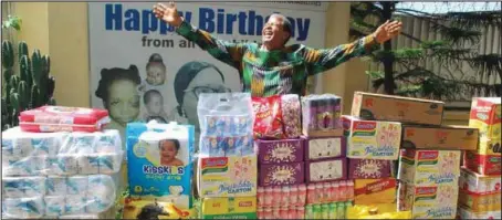  ??  ?? Chief Ifeanyichu­kwu Christian Okaro, during the presentati­on of items to the Heart of Gold Children’s Hospice, Lagos, to celebrate his 70th birthday