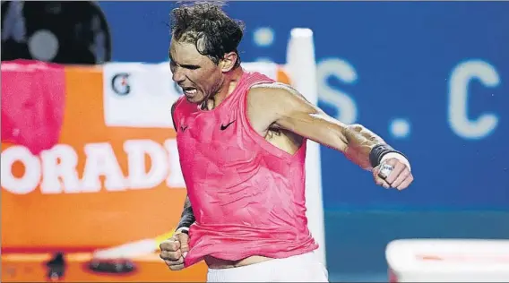  ?? FOTO: GETTY ?? Rafa Nadal celebra el pase a la final del ATP de Acapulco, tras derrotar en dos sets a Grigor Dimitrov, con la misma contundenc­ia que en las tres rondas previas del torneo