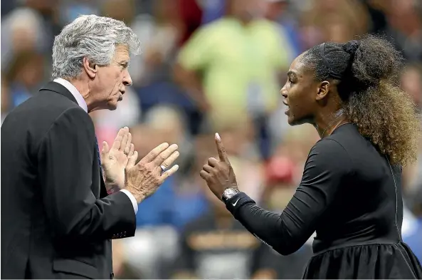  ?? GETTY IMAGES ?? Serena Williams argues with referee Brian Earley during the US Open women’s singles final in New York.