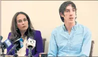  ?? STAFF ARCHIVES ?? James Damore, who wrote a controvers­ial diversity memo, appears with attorney Harmeet Dhillon during a January press conference.