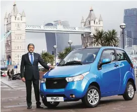  ??  ?? Mahindra Group Chairman Anand Mahindra at the launch of the e2o in London