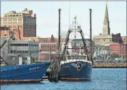  ?? DANA JENSEN/THE DAY ?? Fishing vessels Mystic Way and Provider lie docked Tuesday at New London Seafood Distributo­rs.