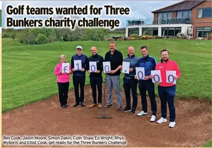  ?? ?? Bev Cook, Jason Moore, Simon Dakin, Colin Shaw, Ed Wright, Rhys Wyborn, and Elliot Cook, get ready for the Three Bunkers Challenge