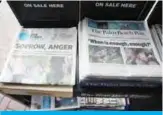  ?? — AFP ?? FLORIDA: A GateHouse Media owned Palm Beach Post and the Gannett Co owned USA Today are seen for sale at a newsstand in Palm Beach, Florida.