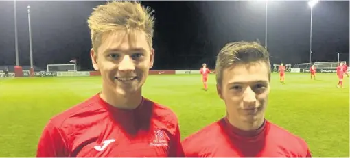  ??  ?? ● Welsh Colleges players Cai Powell Roberts and Harri Hughes (right)