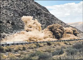  ?? Nevada Department of Transporta­tion ?? State Route 160 blasting will take place from 11:45 a.m. until 1:45 p.m. Monday. The road will be closed in both directions as part of a widening of the highway.