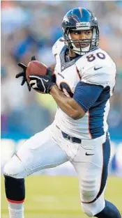  ?? GETTY IMAGES/FILE ?? Tight end Julius Thomas caught four touchdowns in Jacksonvil­le in 2016, after scoring 24 times in Denver in 2013-14.