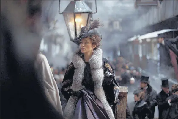  ??  ?? Keira Knightley is the tragic Tolstoyan heroine in “Anna Karenina,” playing exclusivel­y at the Ridgeway Four.