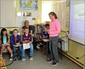  ??  ?? Rachel Walsh giving a history of the Alfred D Snow at Ballyhack NS.