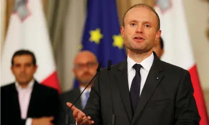  ??  ?? Joseph Muscat at a press conference in Valletta in the early hours of Friday morning. Photograph: Yara Nardi/Reuters