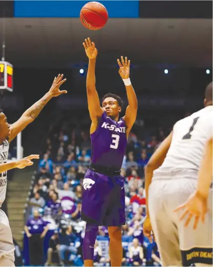  ?? | GETTY IMAGES ?? Kamau Stokes scored 19 of his 22 points in the second half in Kansas State’s victory Tuesday againstWak­e Forest.