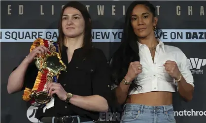  ?? ?? Katie Taylor, left, and Amanda Serrano pose for photograph­s in London to promote their fight on 30 April. Photograph: Ian Walton/AP
