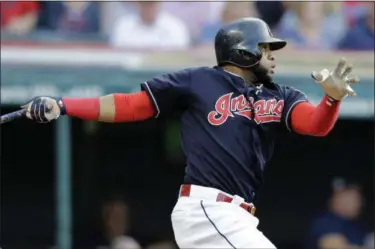  ?? ASSOCIATED PRESS FILE ?? The Red Sox are reportedly interested in signing Indians free-agent first baseman Carlos Santana.