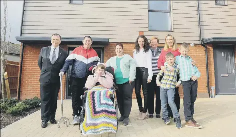  ??  ?? HOME SWEET HOME Cllr Darren Sanders with Ian and Lisa Rapson and their daughter Danielle who will be moving into their house on April 15 alongside family of Fred Francis — Julia Hazell, Diane Francis and Catherine Francis-Botting with her sons Luke and Callum