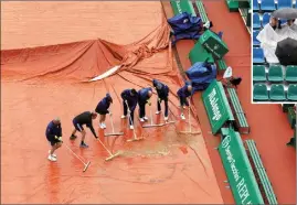  ?? ?? La pluie, annoncée, s’est invitée au tournoi hier matin. (Photos Cyril Dodergny)