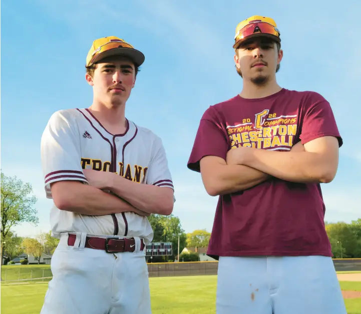  ?? DAVE MELTON/POST-TRIBUNE ?? Fraternal twins Trevor Donley, left, and Ryan Donley will be keys to any postseason success for Chesterton, which will begin the Class 4A Valparaiso Sectional with a game against Hobart on Wednesday.