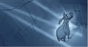 ??  ?? “A little donkey looking for the ultimate inspiratio­n. A story beat panel from 2017’s nativity animal comedy The Star.” Nativity donkey