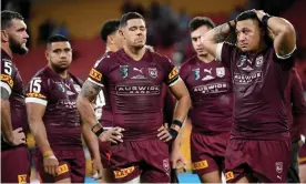  ?? Photograph: Dave Hunt/AAP ?? Queensland have lost this year’s opening two State of Origin games by a total margin of 76-6.