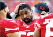  ?? AP PHOTO BY TONY AVELAR ?? In this 2016, file photo, San Francisco 49ers inside linebacker Navorro Bowman standing on the sidelines during the second half of an NFL preseason football game in Santa Clara.