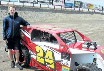  ??  ?? Randy Giroux of Fort Erie has graduated to the mod lite class at Merrittvil­le Speedway after four years racing karts at the Thorold track.