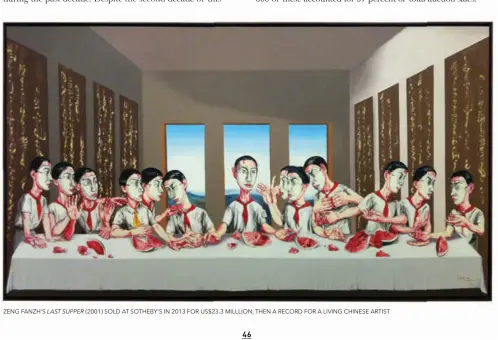  ??  ?? ZENG FANZH'S LAST SUPPER (2001) SOLD AT SOTHEBY'S IN 2013 FOR US$23.3 MILLLION, THEN A RECORD FOR A LIVING CHINESE ARTIST