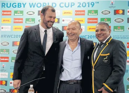  ??  ?? From left, Australia coach Michael Chieka, England coach Eddie Jones and South Africa coach Allister Coetzee.